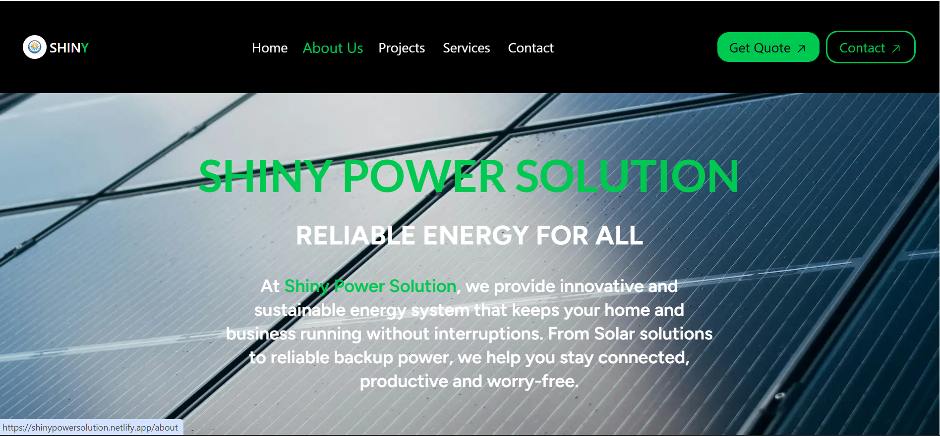 Solar website preview